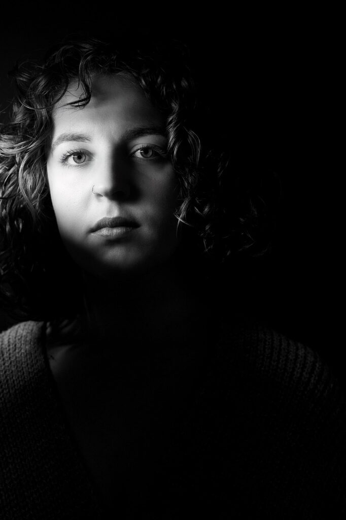 woman, face, portrait, the shade, light, people